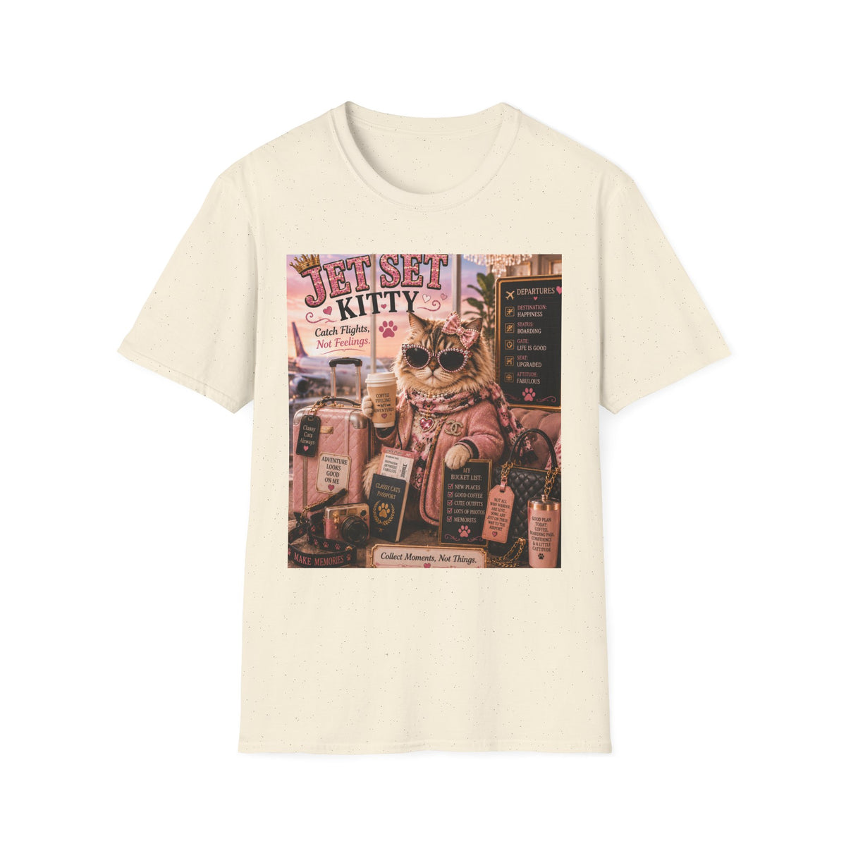 Jet Set Kitty | Classy Cats™ T-Shirt | Funny Travel Cat Shirt | Cat Mom Gift | Vacation Lover Tee | Travel Apparel