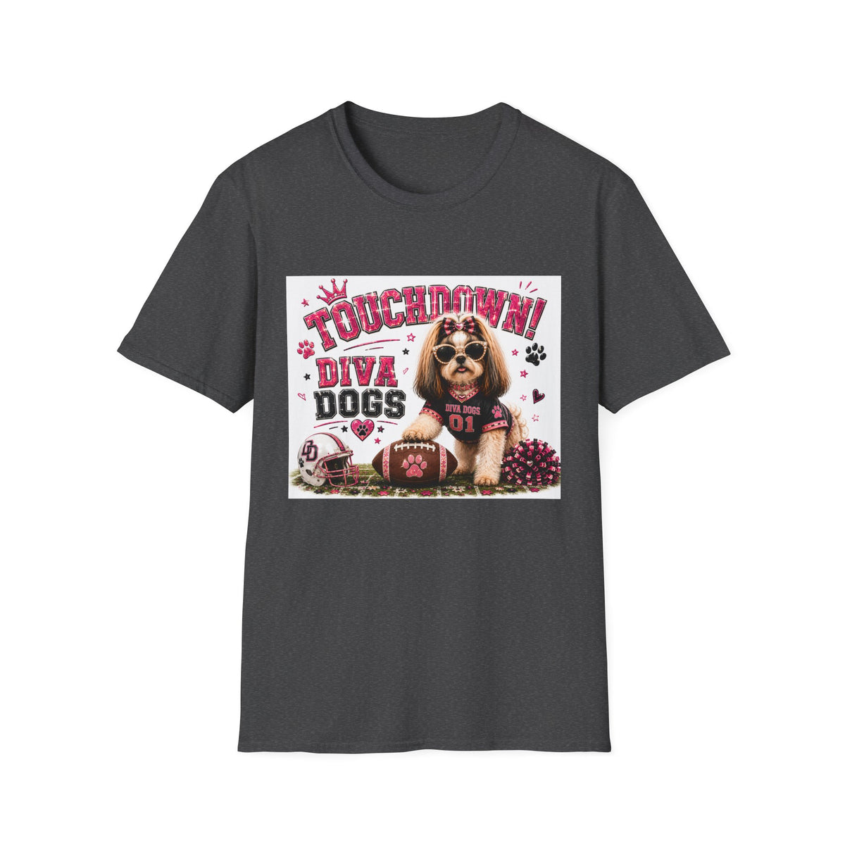 Touchdown!™ | Diva Dogs™ | Football Dog Lover T-Shirt | Glam Game Day Boutique Tee