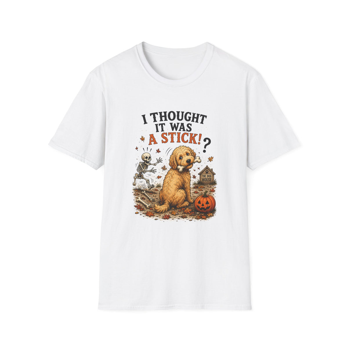 Funny Halloween Dog Shirt – I Thought It Was a Stick! | Skeleton Dog T-Shirt | Vintage Halloween Tee | Cute Dog Lover Gift | Fall Graphic Tee
