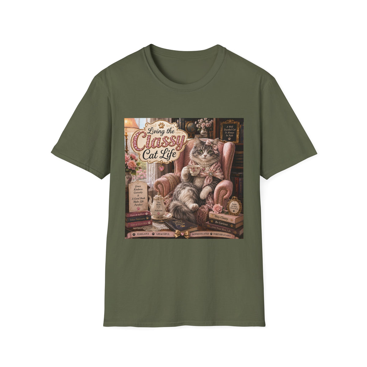 Classy Cat Life T‑Shirt — "Living the Classy Cat Life" Vintage Cat Lover Tee