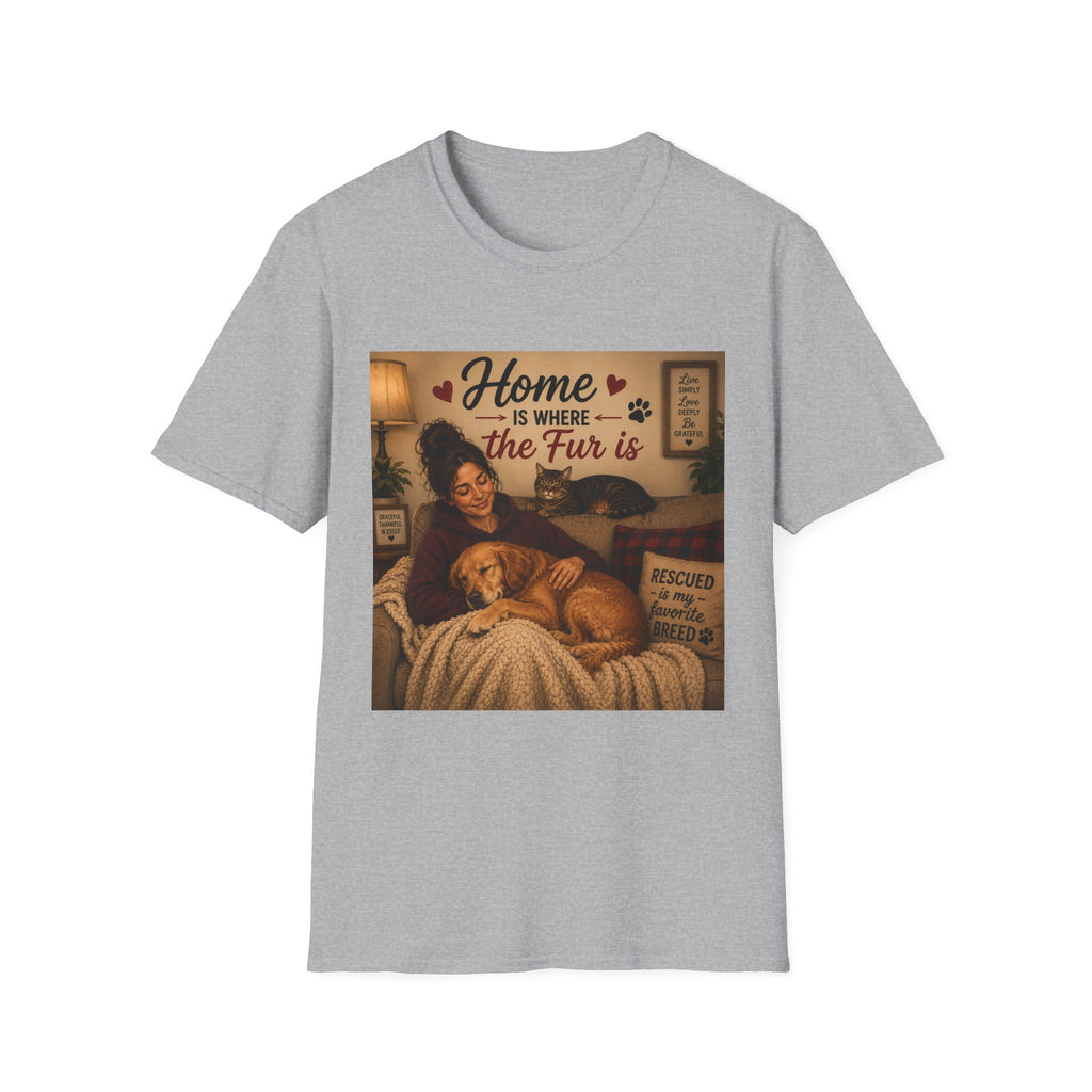 Cat Lover T-Shirt — "Home Is Where the Fur Is" Cozy Pet Tee