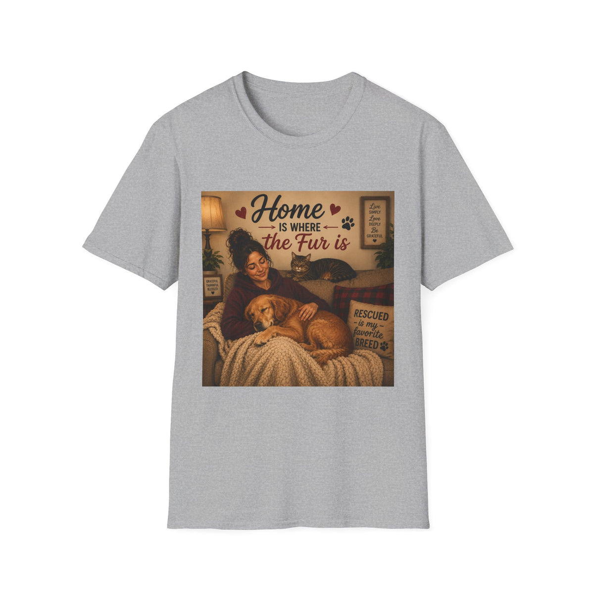 Cat Lover T-Shirt — "Home Is Where the Fur Is" Cozy Pet Tee