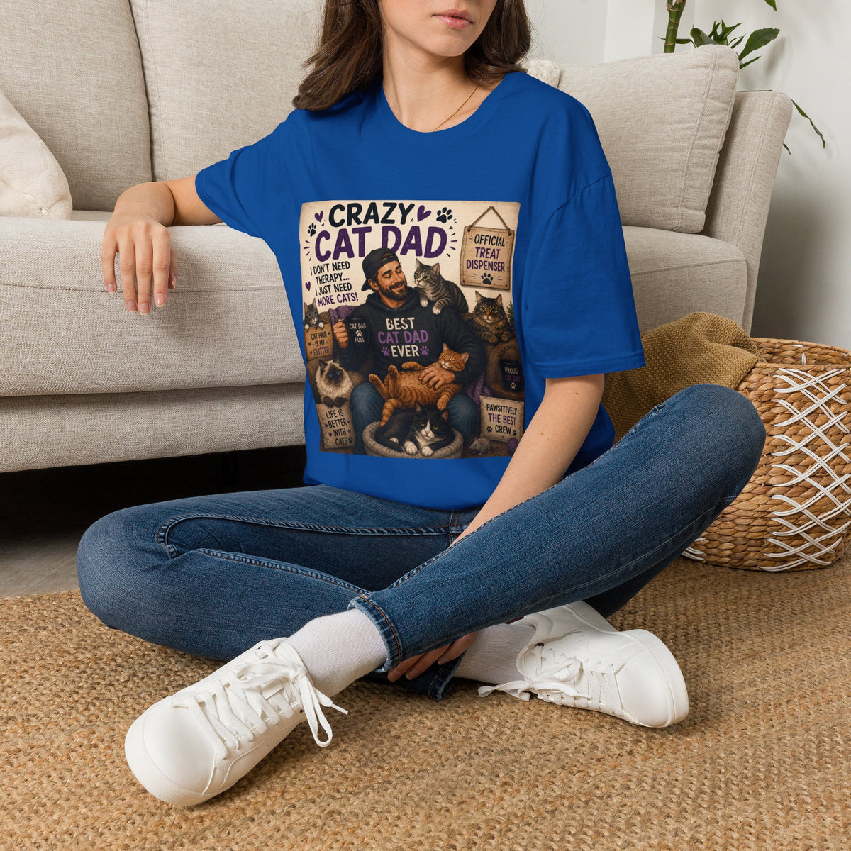 Crazy Cat Dad T-Shirt – "I Don't Need Therapy, I Just Need More Cats" Cat Lover Tee