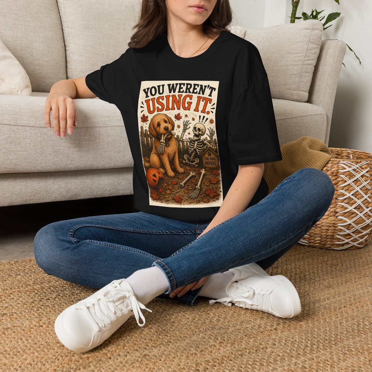 Funny Halloween Dog Shirt – You Weren't Using It! | Skeleton Dog T-Shirt | Vintage Halloween Tee | Dog Lover Gift | Cute Fall Graphic Tee