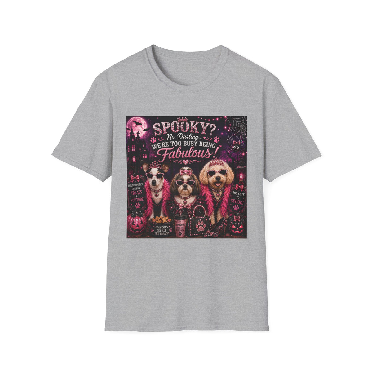 Funny Halloween Dog Shirt – Spooky? No, Darling... We're Too Busy Being Fabulous! | Diva Dogs™ Halloween T-Shirt | Glam Dog Lover Tee | Dog Mom Gift