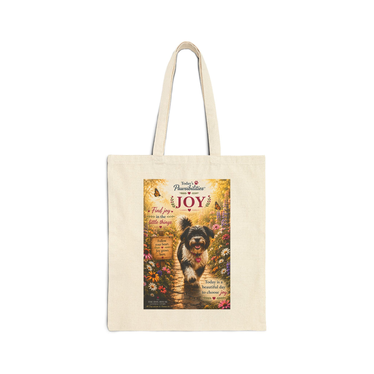 Today's Pawsibilities™ – JOY Canvas Tote Bag | Bella Inspirational Dog Tote | Reusable Dog Lover Gift Bag