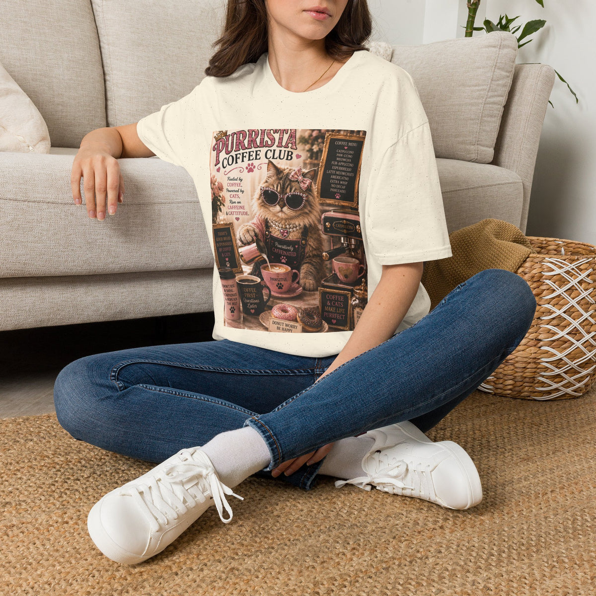Purrista Coffee Club™ Barista | Classy Cats™ T-Shirt | Funny Coffee Cat Shirt | Cat Mom Gift | Coffee Lover Tee | Café Style Apparel