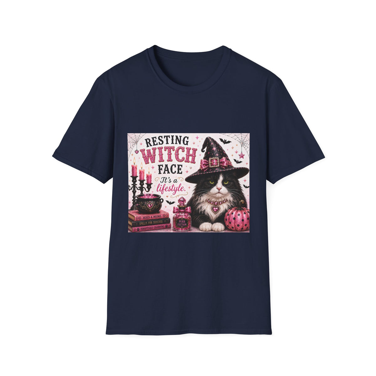 Resting Witch Face | Classy Cats™ Halloween T-Shirt | Funny Black & White Cat Shirt | Halloween Cat Lover Tee | Cat Mom Gift