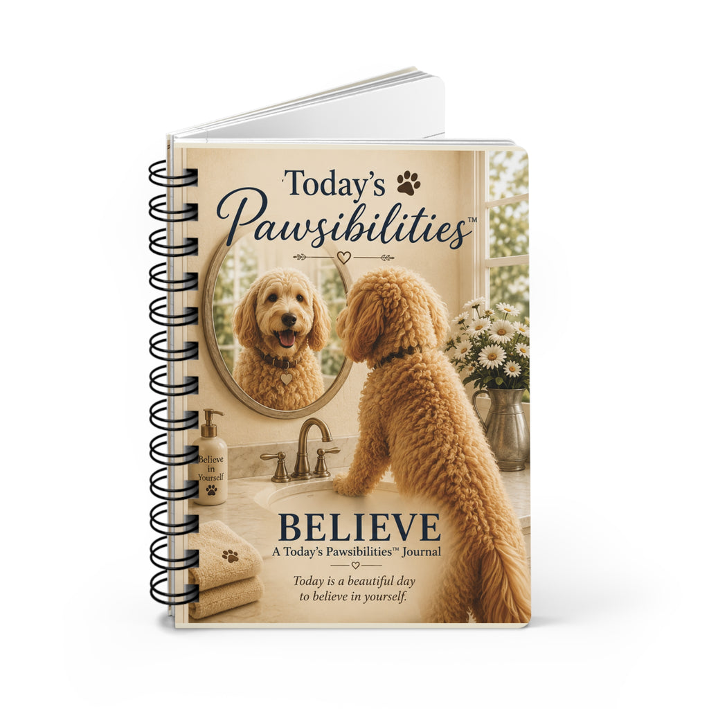 Today's Pawsibilities™ – Believe Inspirational Spiral Journal | Encouragement Journal | Gift for Dog Lovers
