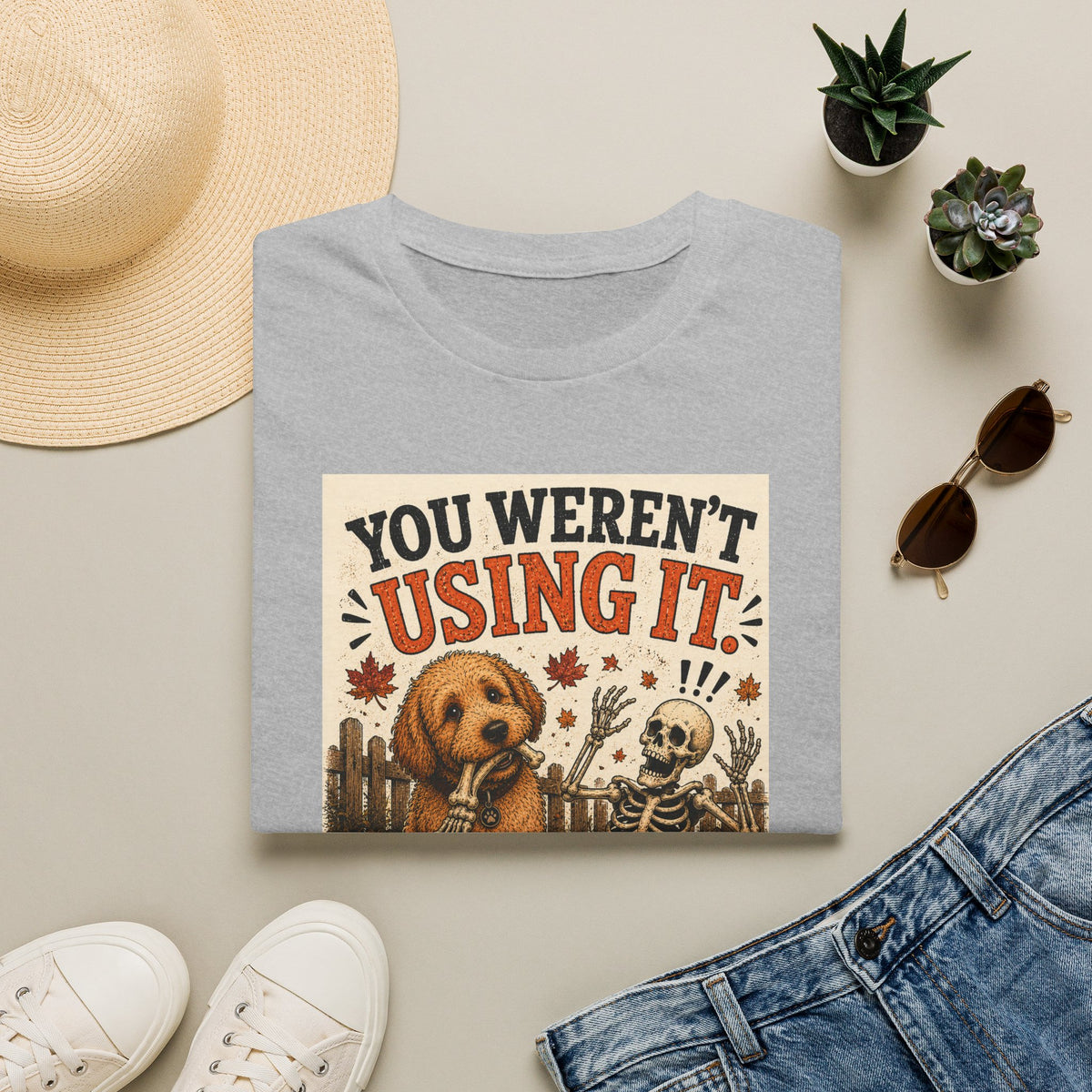 Funny Halloween Dog Shirt – You Weren't Using It! | Skeleton Dog T-Shirt | Vintage Halloween Tee | Dog Lover Gift | Cute Fall Graphic Tee