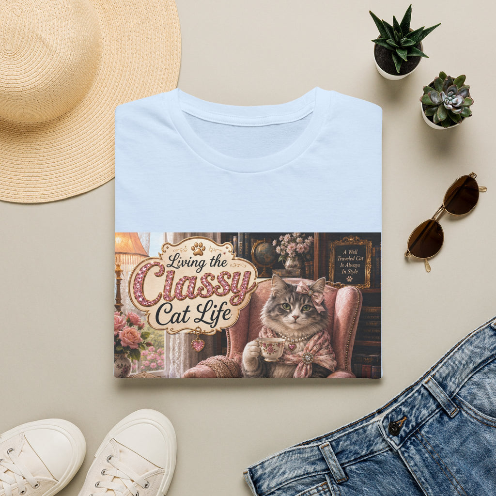 Classy Cat Life T‑Shirt — "Living the Classy Cat Life" Vintage Cat Lover Tee