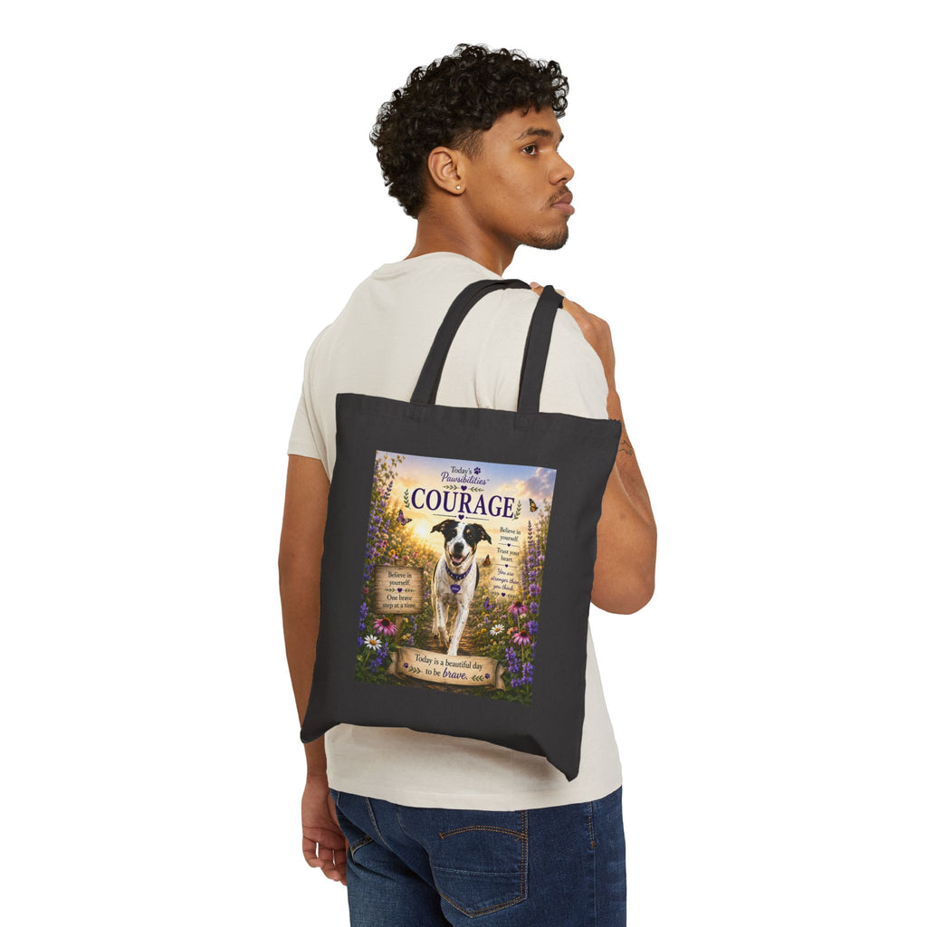 Today's Pawsibilities™ – COURAGE Canvas Tote Bag | Abbie Inspirational Dog Tote | Reusable Dog Lover Gift Bag