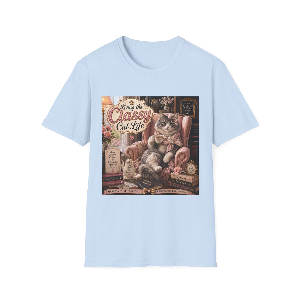 Classy Cat Life T‑Shirt — "Living the Classy Cat Life" Vintage Cat Lover Tee