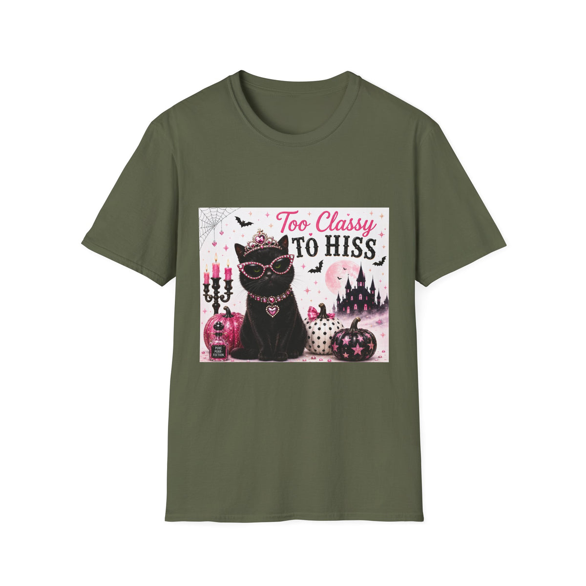 Too Classy to Hiss | Classy Cats™ Halloween T-Shirt | Funny Black Cat Shirt | Cute Halloween Cat Lover Tee | Cat Mom Gift