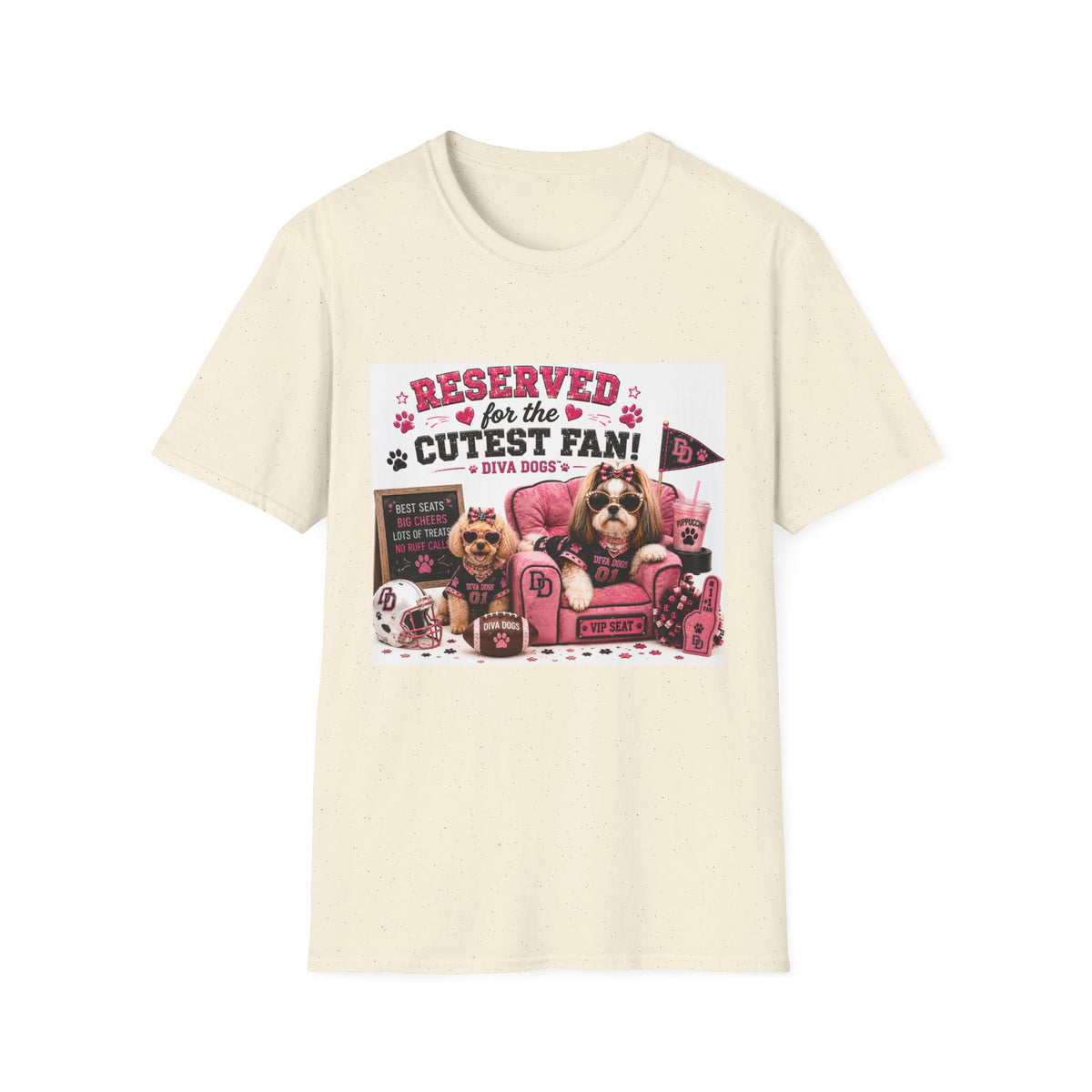 Reserved for the Cutest Fan!™ | Diva Dogs™ | Football Game Day Dog Lover T-Shirt | VIP Fan Edition