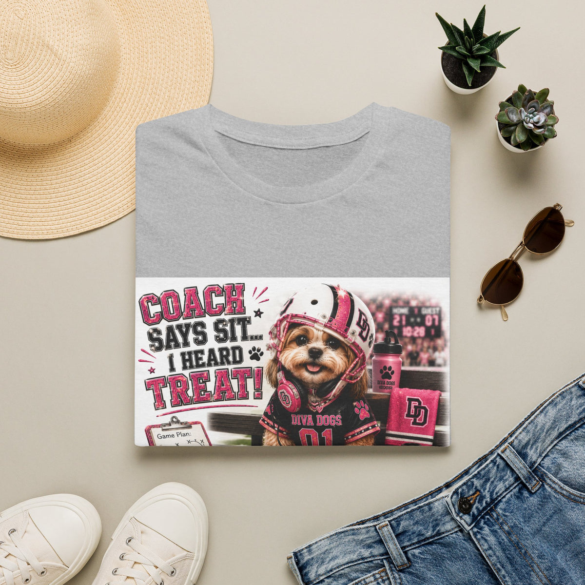 Coach Says Sit... I Heard Treat!™ | Diva Dogs™ | Funny Football Dog Lover T-Shirt | Game Day Coach Edition
