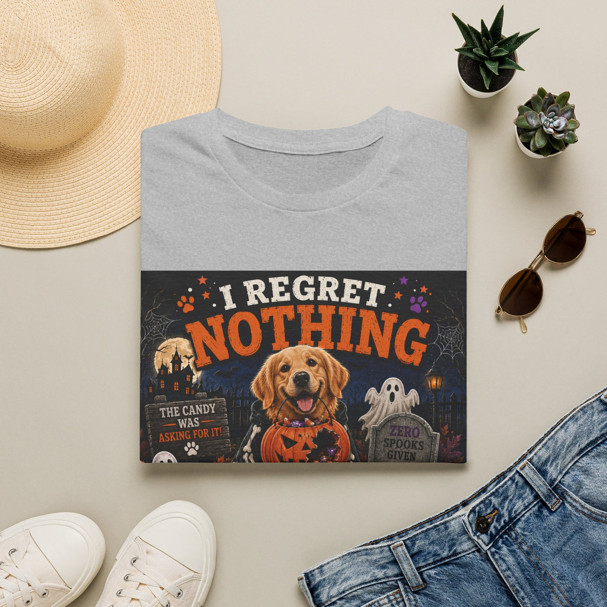 Funny Halloween Dog Shirt – I Regret Nothing | Skeleton Hoodie Dog T-Shirt | Cute Halloween Dog Lover Tee | Fall Graphic Shirt | Dog Mom Gift