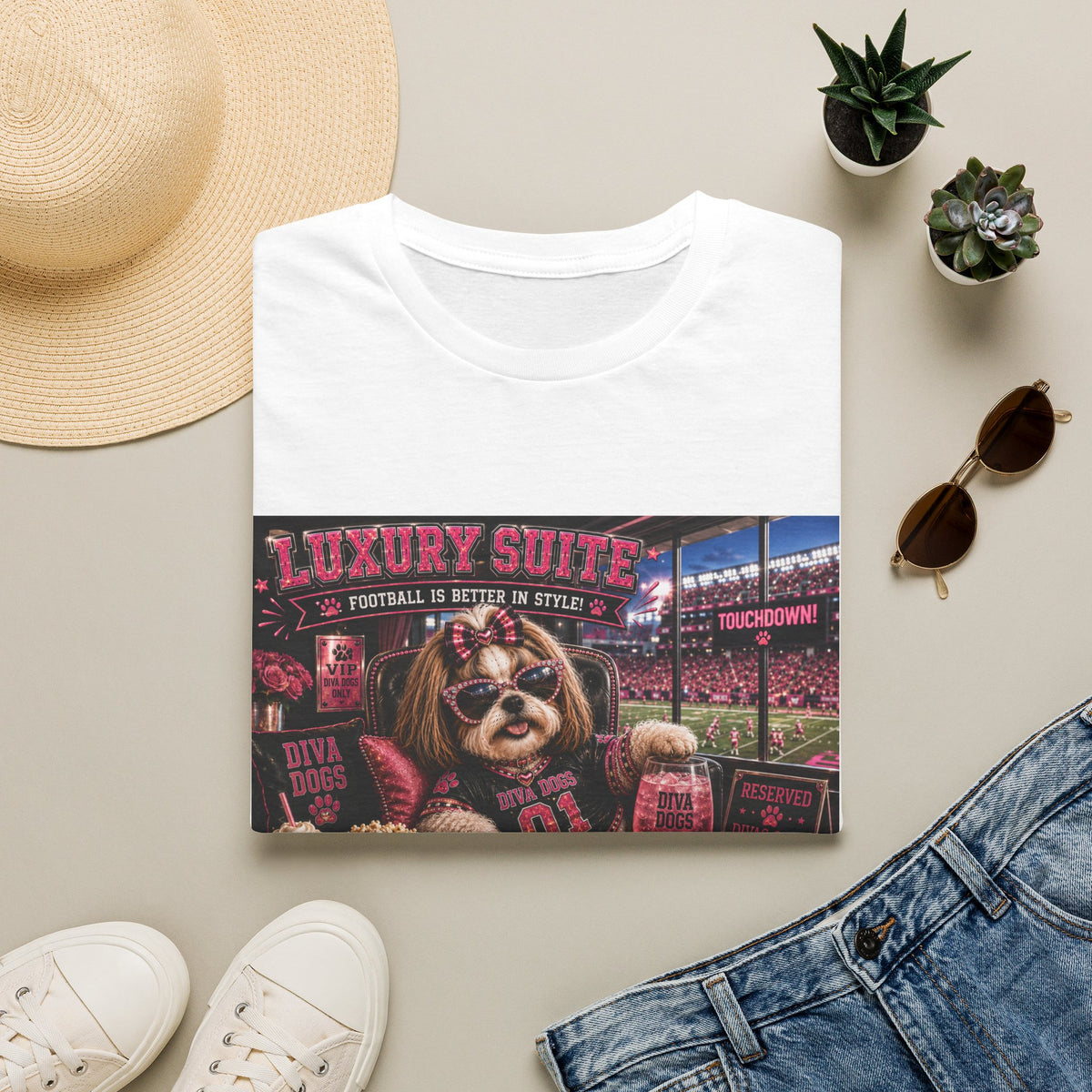 Luxury Suite™ | Diva Dogs™ | Football Game Day Dog Lover T-Shirt | VIP Stadium Collection