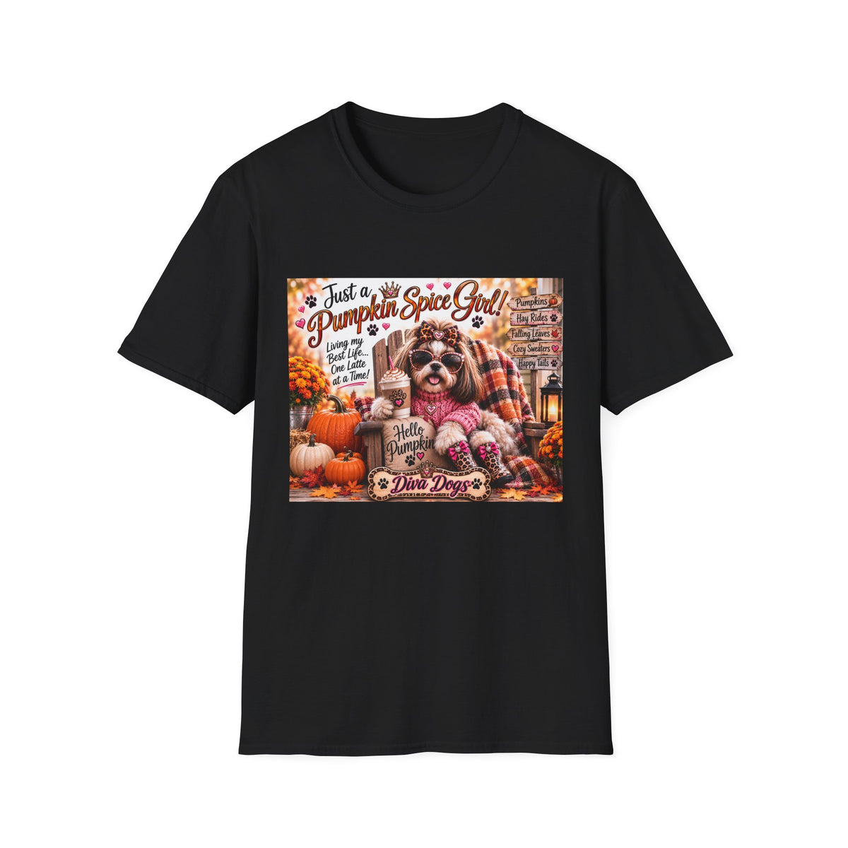 Just a Pumpkin Spice Girl!™ | Diva Dogs™ | Cozy Fall Dog Lover T-Shirt | Boutique Autumn Collection