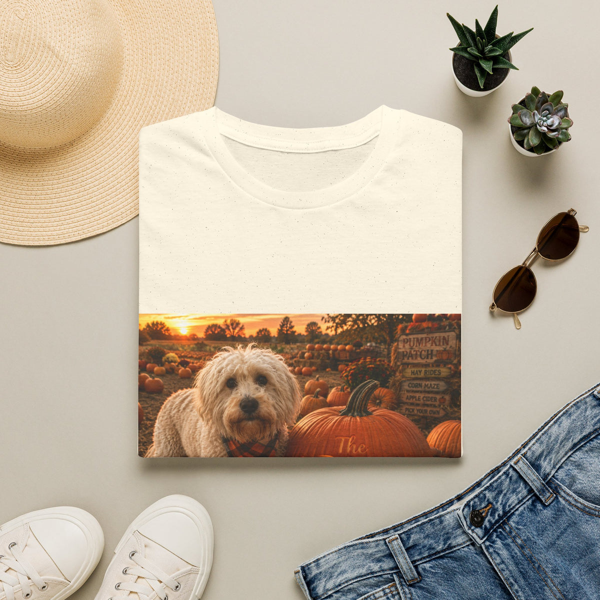 Welcome to The Dog House™ Pumpkin Patch | Maddie's Fall Pumpkin T-Shirt | Cozy Autumn Dog Lover Shirt