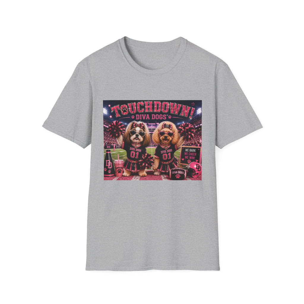 We Bark. We Cheer. We Win!™ | Diva Dogs™ | Football Game Day Dog Lover T-Shirt | Stadium Spirit Edition