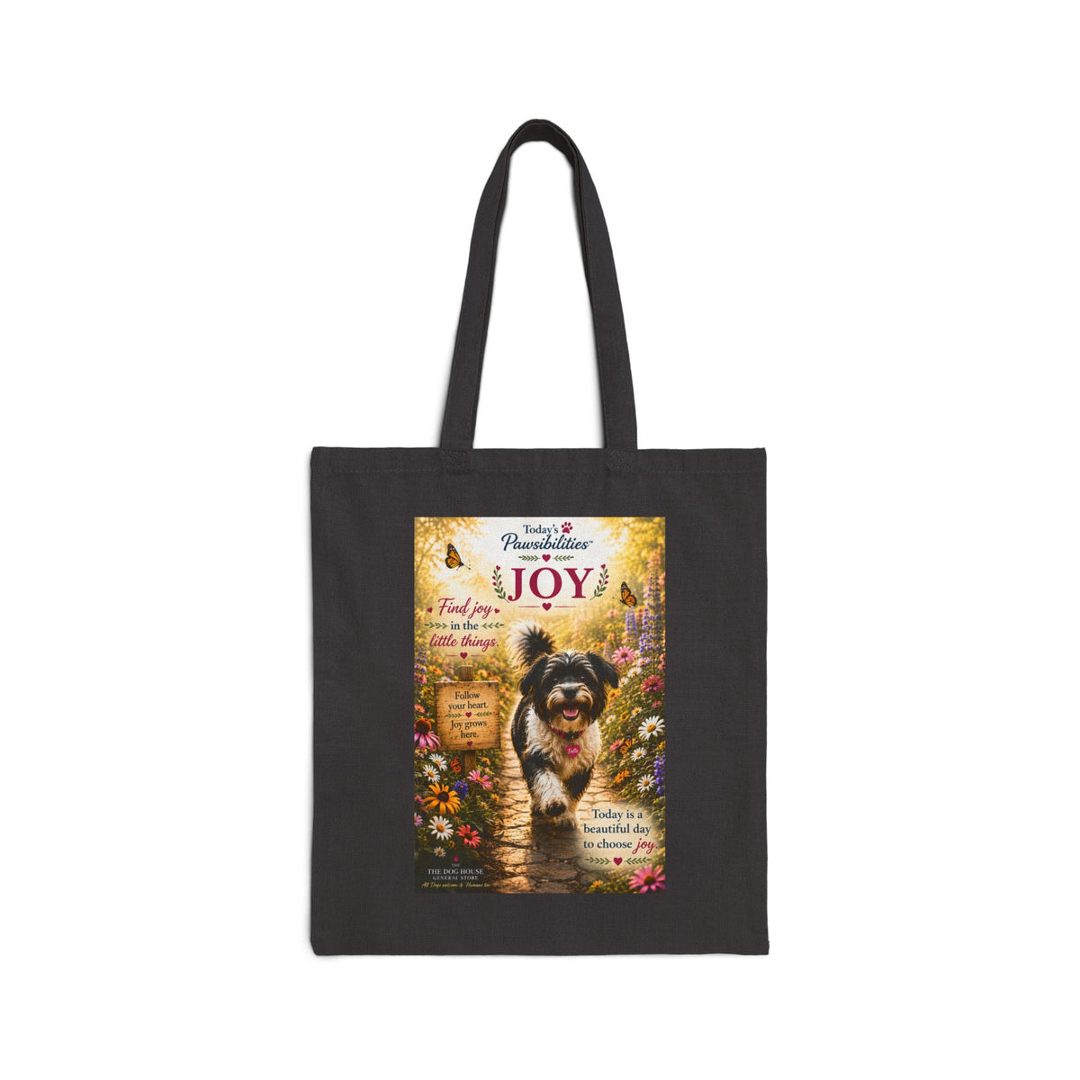 Today's Pawsibilities™ – JOY Canvas Tote Bag | Bella Inspirational Dog Tote | Reusable Dog Lover Gift Bag
