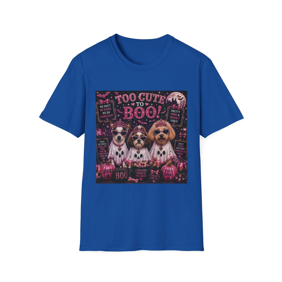 Too Cute to Boo! | Diva Dogs™ Halloween T-Shirt | Cute Ghost Dog Shirt | Funny Halloween Dog Lover Tee | Dog Mom Gift | Glam Halloween Apparel