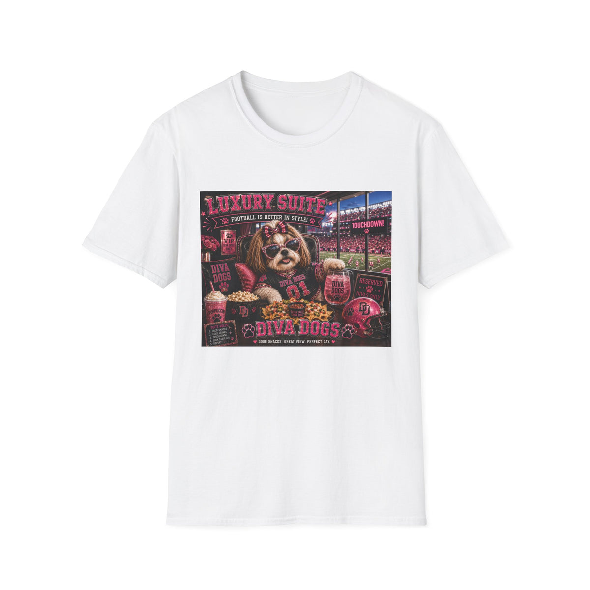 Luxury Suite™ | Diva Dogs™ | Football Game Day Dog Lover T-Shirt | VIP Stadium Collection