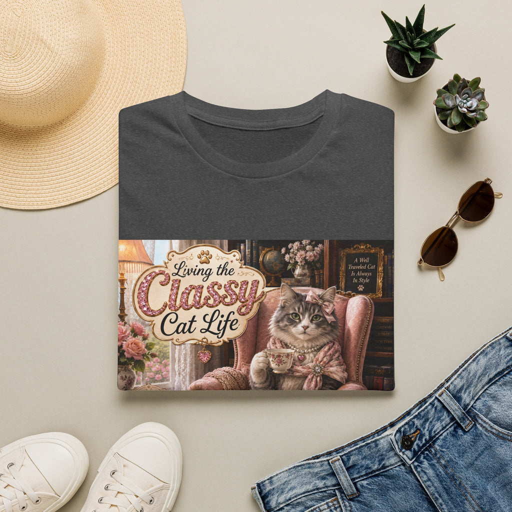 Classy Cat Life T‑Shirt — "Living the Classy Cat Life" Vintage Cat Lover Tee