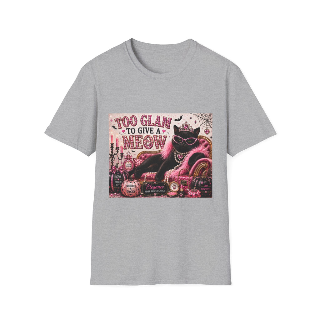 Too Glam to Give a Meow | Classy Cats™ Halloween T-Shirt | Funny Black Cat Shirt | Cat Mom Gift | Glam Cat Lover Tee | Halloween Apparel