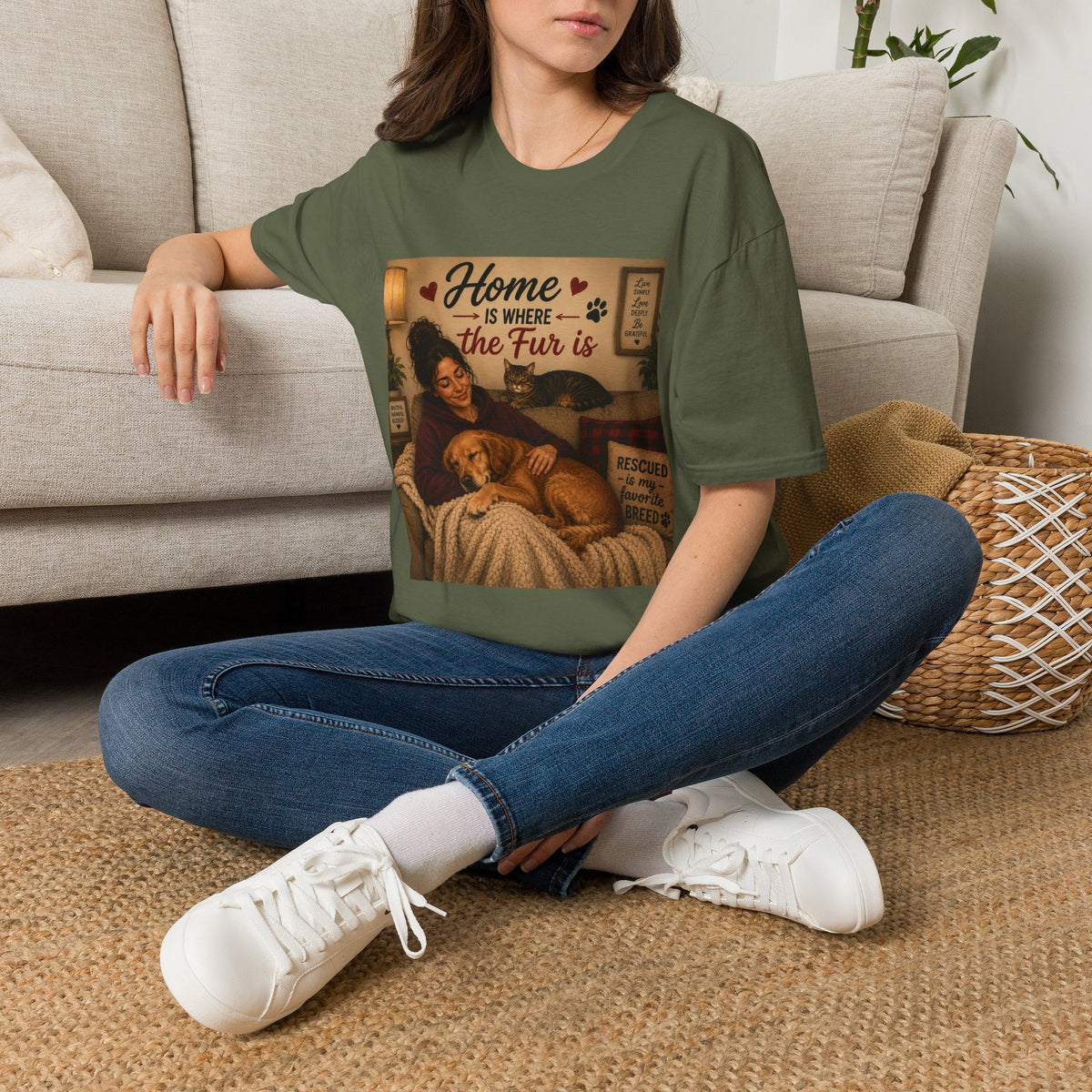 Cat Lover T-Shirt — "Home Is Where the Fur Is" Cozy Pet Tee