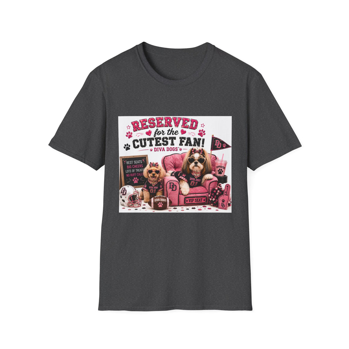 Reserved for the Cutest Fan!™ | Diva Dogs™ | Football Game Day Dog Lover T-Shirt | VIP Fan Edition