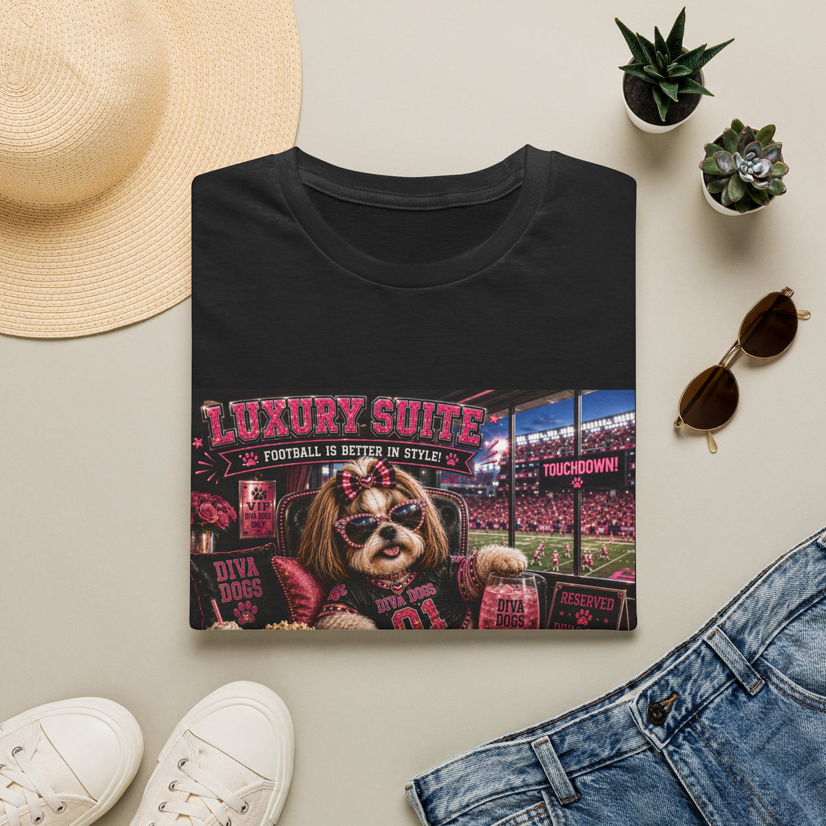 Luxury Suite™ | Diva Dogs™ | Football Game Day Dog Lover T-Shirt | VIP Stadium Collection