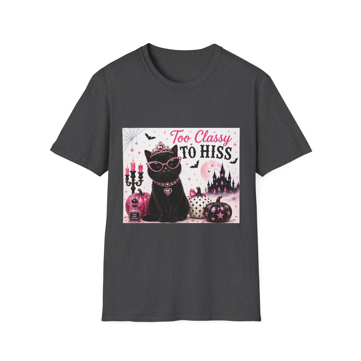 Too Classy to Hiss | Classy Cats™ Halloween T-Shirt | Funny Black Cat Shirt | Cute Halloween Cat Lover Tee | Cat Mom Gift