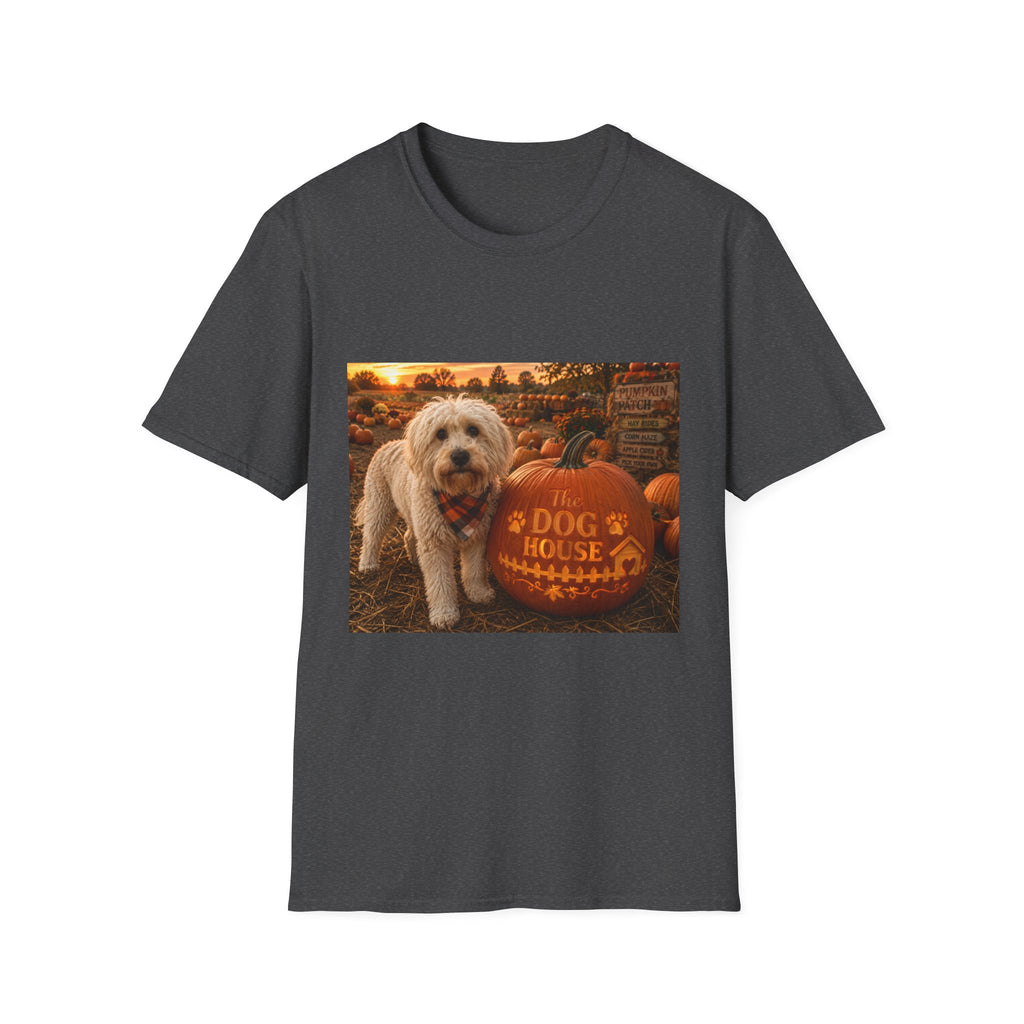 Welcome to The Dog House™ Pumpkin Patch | Maddie's Fall Pumpkin T-Shirt | Cozy Autumn Dog Lover Shirt