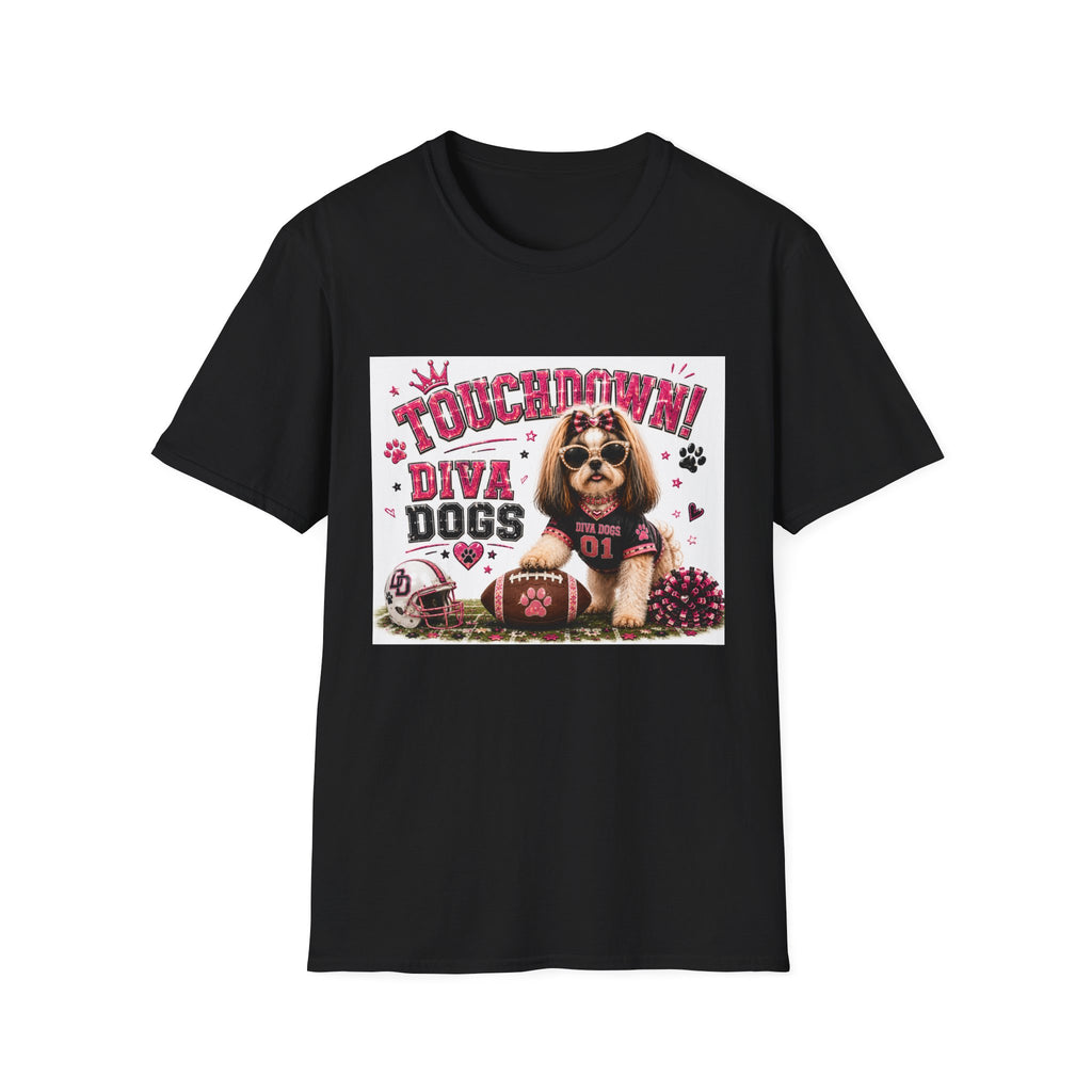 Touchdown!™ | Diva Dogs™ | Football Dog Lover T-Shirt | Glam Game Day Boutique Tee