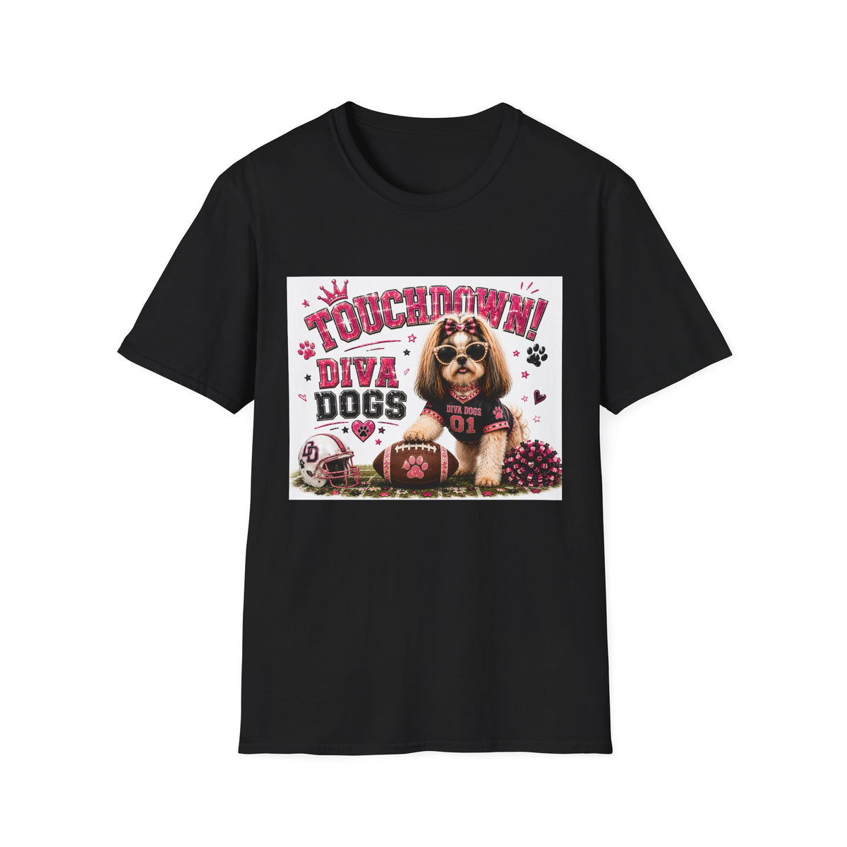 Touchdown!™ | Diva Dogs™ | Football Dog Lover T-Shirt | Glam Game Day Boutique Tee
