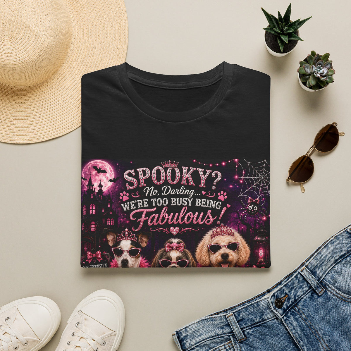 Funny Halloween Dog Shirt – Spooky? No, Darling... We're Too Busy Being Fabulous! | Diva Dogs™ Halloween T-Shirt | Glam Dog Lover Tee | Dog Mom Gift