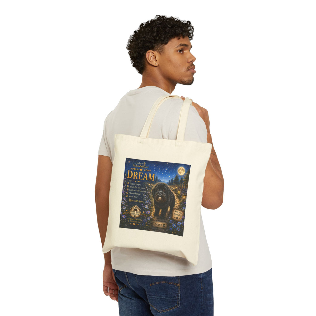 Today's Pawsibilities™ DREAM Tote Bag – Maxx Inspirational Dog Canvas Tote | Believe, Hope & Dream Gift