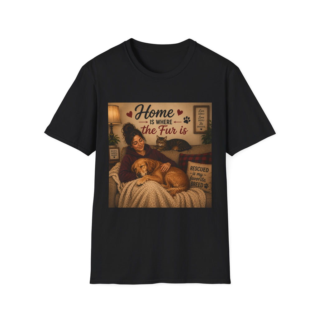 Cat Lover T-Shirt — "Home Is Where the Fur Is" Cozy Pet Tee