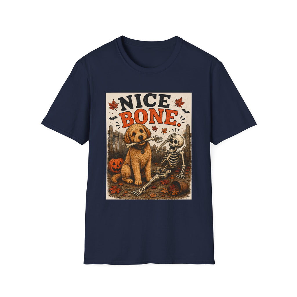 Funny Halloween Dog Shirt – Nice Bone. | Skeleton Dog T-Shirt | Vintage Halloween Tee | Dog Lover Gift | Cute Fall Graphic Tee | Funny Spooky Shirt