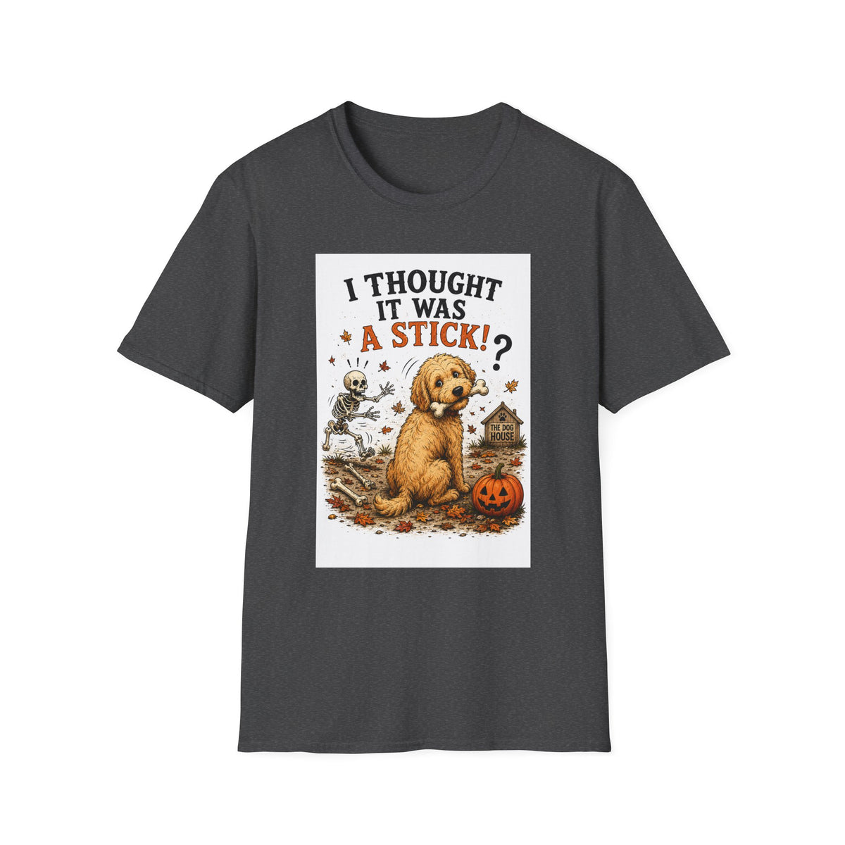 Funny Halloween Dog Shirt – I Thought It Was a Stick! | Skeleton Dog T-Shirt | Vintage Halloween Tee | Cute Dog Lover Gift | Fall Graphic Tee