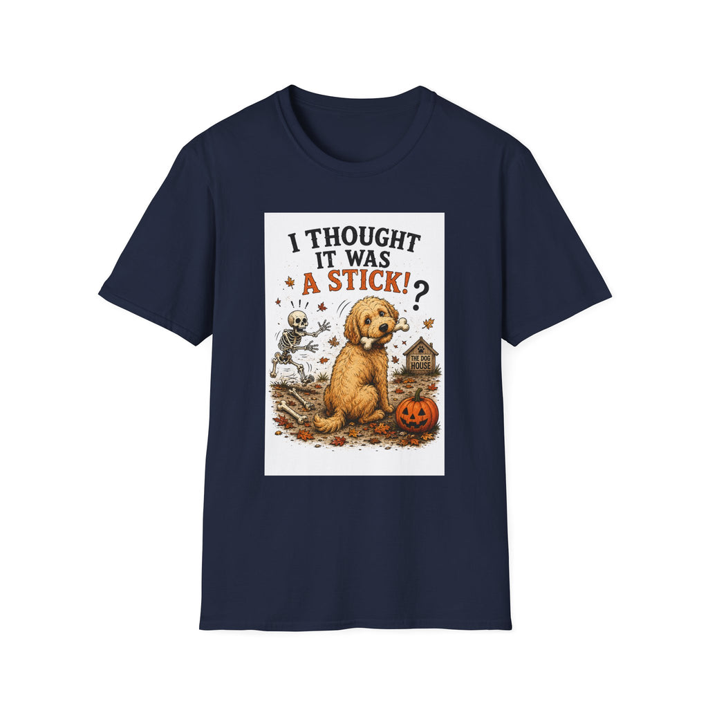 Funny Halloween Dog Shirt – I Thought It Was a Stick! | Skeleton Dog T-Shirt | Vintage Halloween Tee | Cute Dog Lover Gift | Fall Graphic Tee