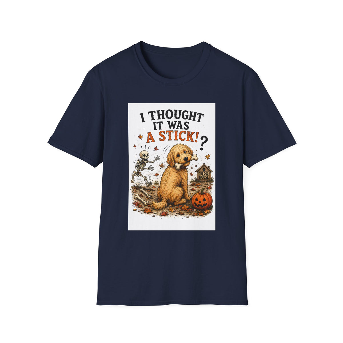 Funny Halloween Dog Shirt – I Thought It Was a Stick! | Skeleton Dog T-Shirt | Vintage Halloween Tee | Cute Dog Lover Gift | Fall Graphic Tee