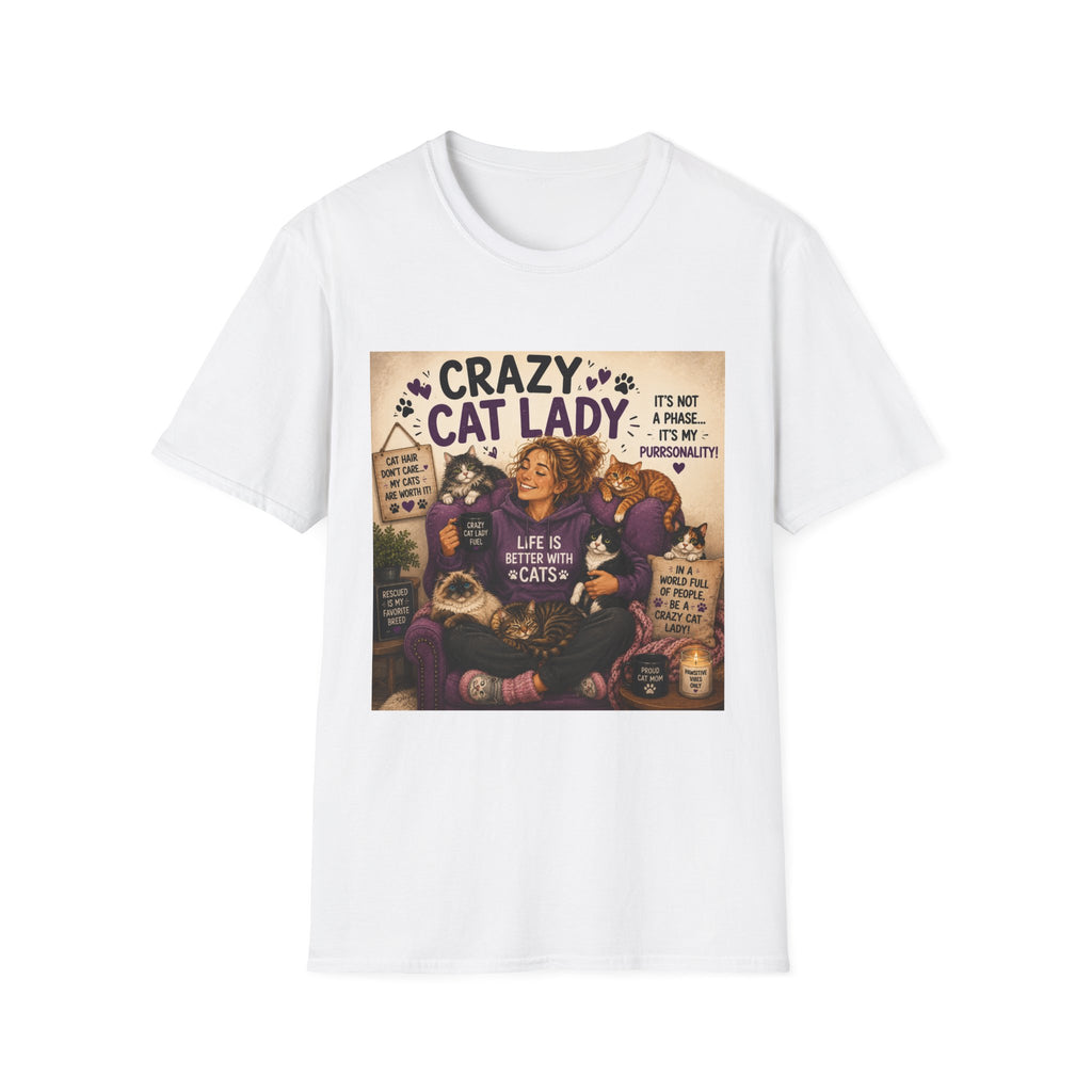 Crazy Cat Lady T-Shirt — "It's Not a Phase, It's My Purrsonality" Cat Mom Tee