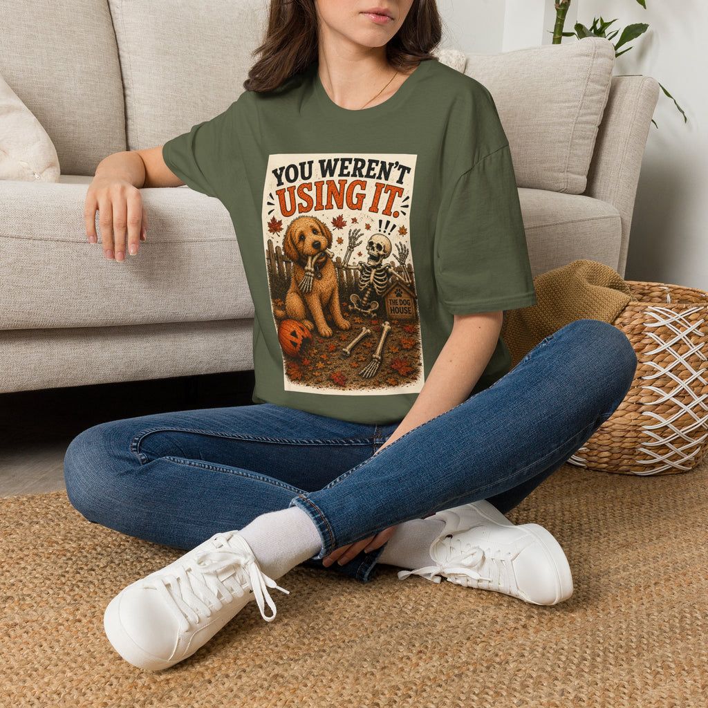 Funny Halloween Dog Shirt – You Weren't Using It! | Skeleton Dog T-Shirt | Vintage Halloween Tee | Dog Lover Gift | Cute Fall Graphic Tee