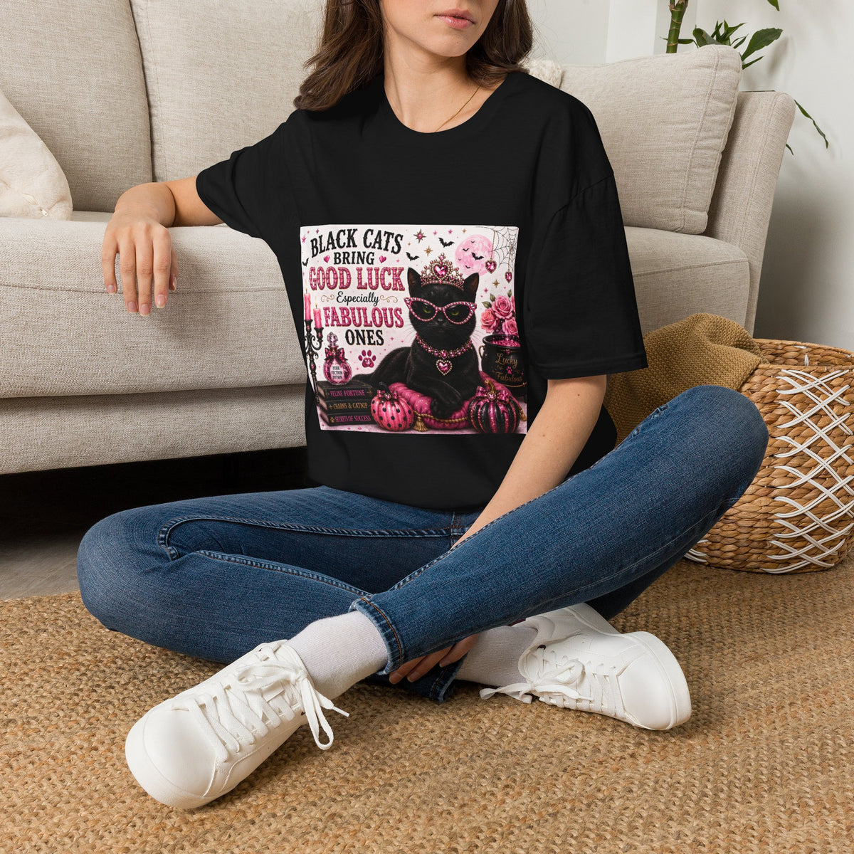 Black Cats Bring Good Luck... Especially Fabulous Ones! | Classy Cats™ Halloween T-Shirt | Funny Black Cat Shirt | Cat Mom Gift | Halloween Cat Lover Tee