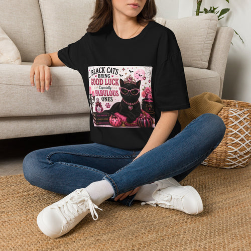 Black Cats Bring Good Luck... Especially Fabulous Ones! | Classy Cats™ Halloween T-Shirt | Funny Black Cat Shirt | Cat Mom Gift | Halloween Cat Lover Tee