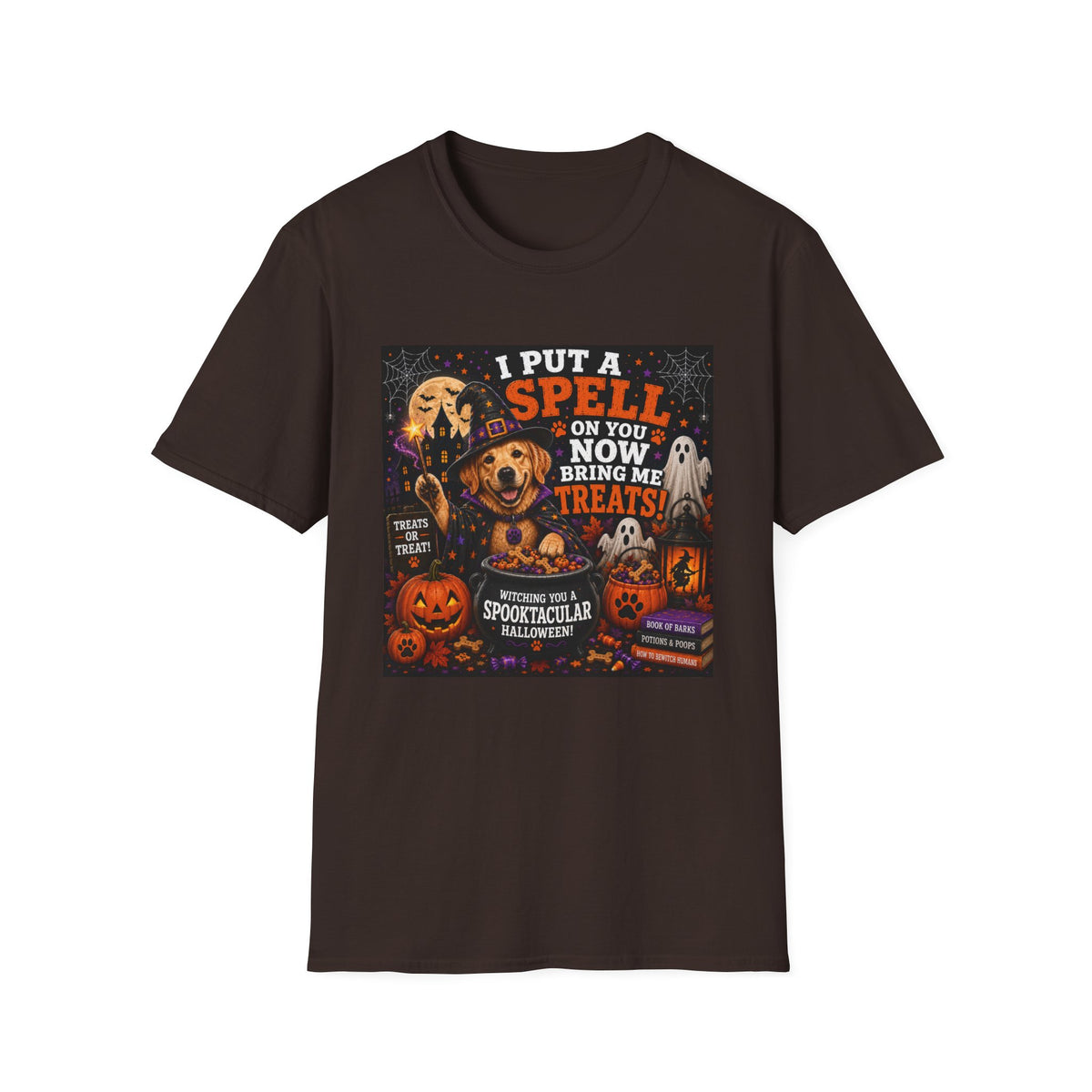 Funny Halloween Dog Shirt – I Put a Spell on You, Now Bring Me Treats! | Cute Witch Dog T-Shirt | Halloween Dog Lover Tee | Fall Graphic Shirt | Dog Mom Gift