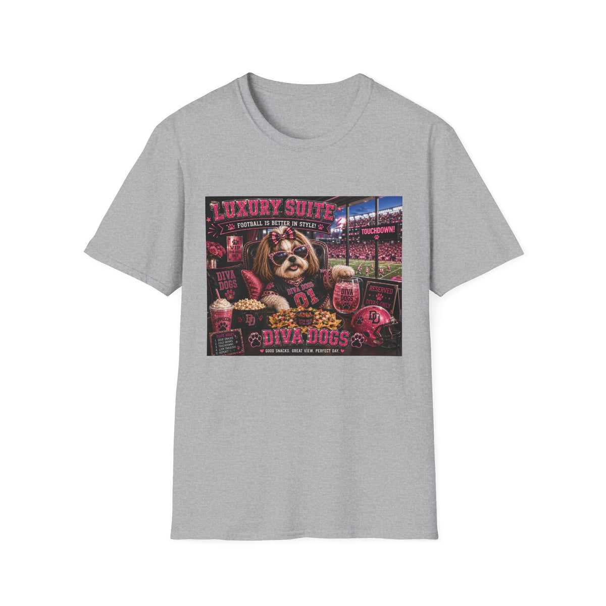 Luxury Suite™ | Diva Dogs™ | Football Game Day Dog Lover T-Shirt | VIP Stadium Collection